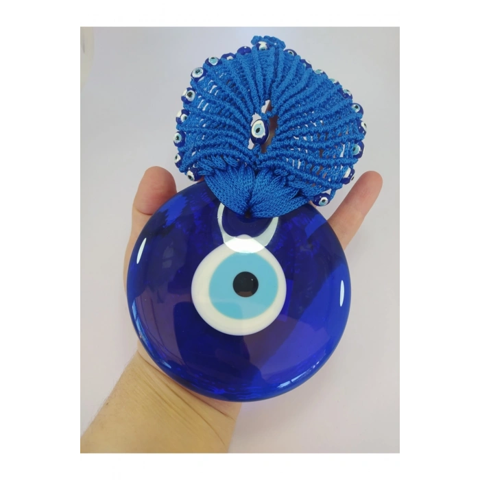 Makrome Tavus Cam Nazarlık 11 Cm Kapı Askısı Hediyelik Eşya
