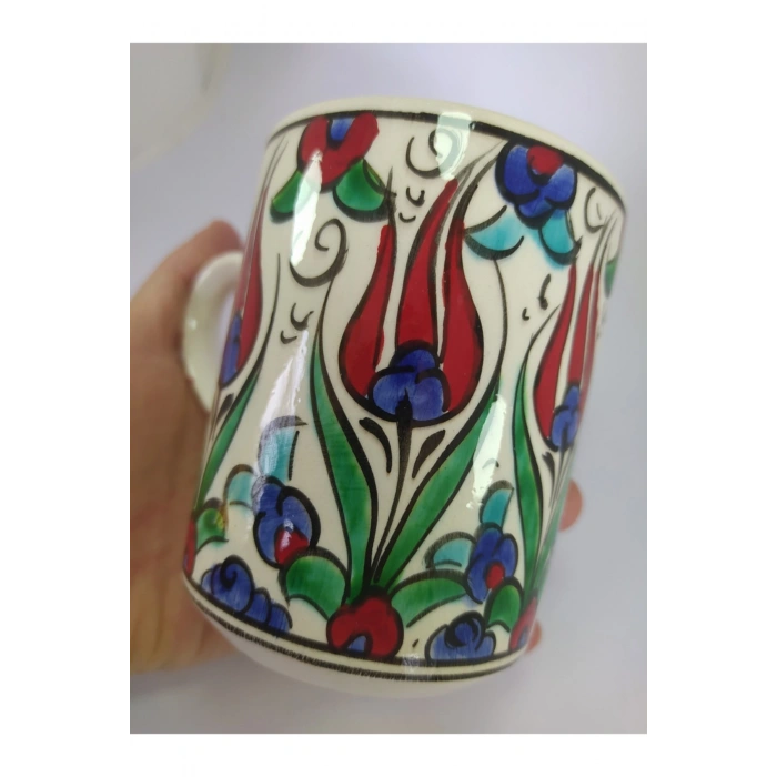 Çini Desenli Seramik Kupa El Yapımı Hediyelik Eşya