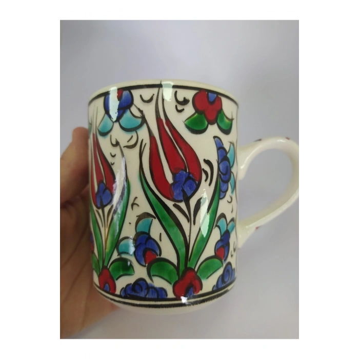 Çini Desenli Seramik Kupa El Yapımı Hediyelik Eşya