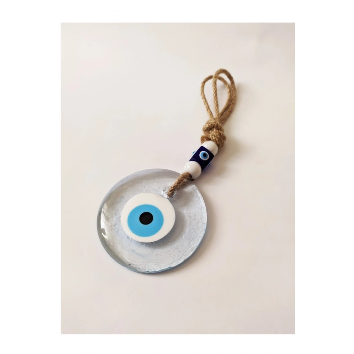 Desenli, Hasır Ipli 8x8 Cm Cam Nazar Boncuk Duvar Süsü