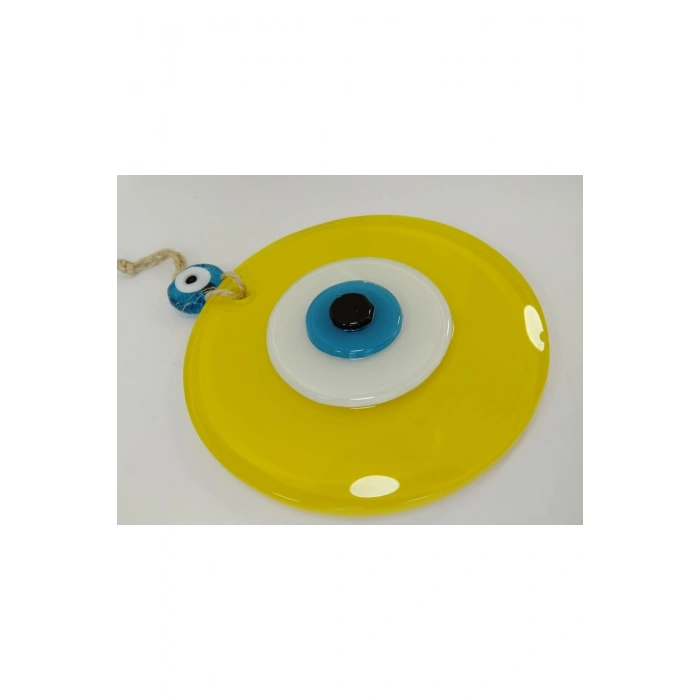 Opak Sarı Nazar Boncuğu 10 Cm El Yapımı Cam Duvar Dekoru Hediyelik Eşya