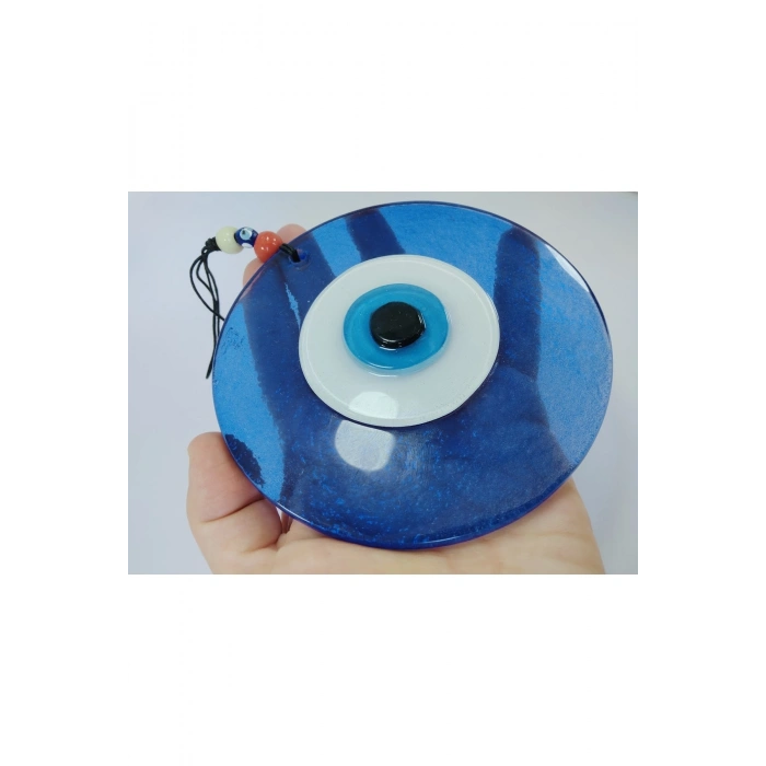 Mavi Büyük Cam Nazar Boncuğu 12 Cm El Yapımı Duvar Dekoru Hediyelik Eşya