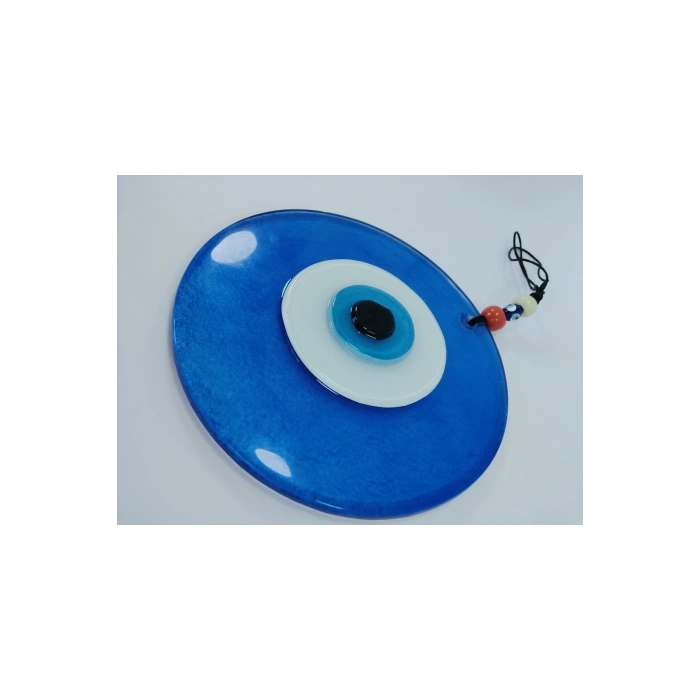 Mavi Büyük Cam Nazar Boncuğu 12 Cm El Yapımı Duvar Dekoru Hediyelik Eşya