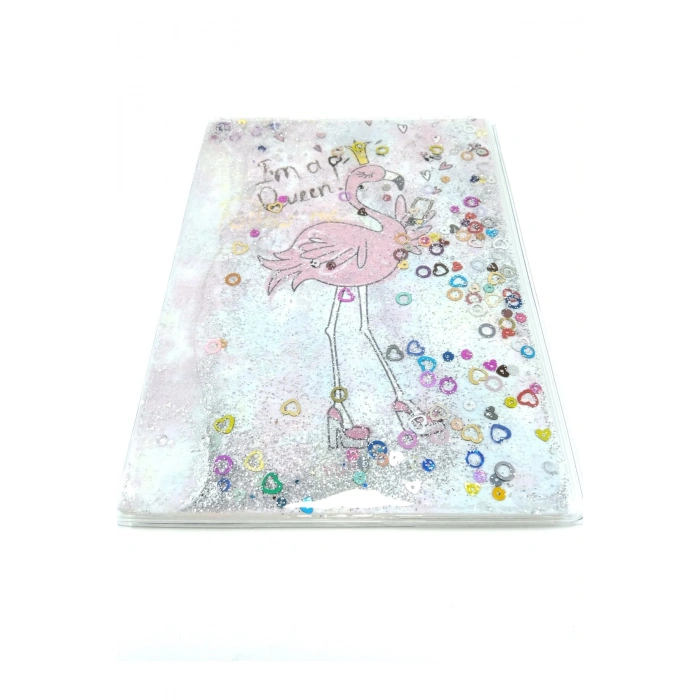 Hediyelik Defter A5 Boy Simli Ve Sulu Şeffaf Flamingo Temalı Defter Okula Başlangıç Hediyesi