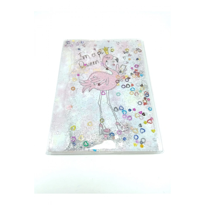 Hediyelik Defter A5 Boy Simli Ve Sulu Şeffaf Flamingo Temalı Defter Okula Başlangıç Hediyesi