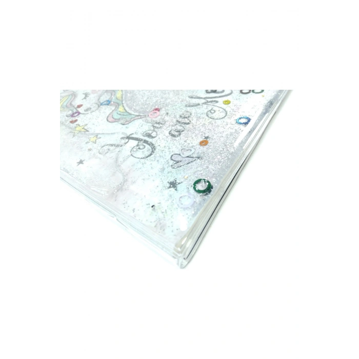 Hediyelik Defter A5 Boy Simli Ve Sulu Şeffaf Unicorn Temalı Defter Okula Başlangıç Hediyesi