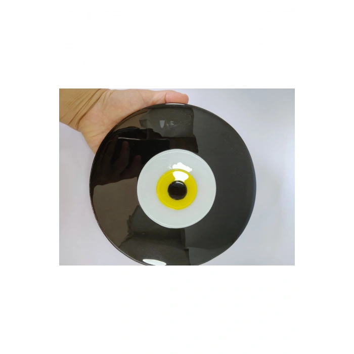 Siyah Nazar Boncuğu Masaüstü Dekoru 20 Cm El Yapımı Büyük Deliksiz Cam Hediyelik Eşya