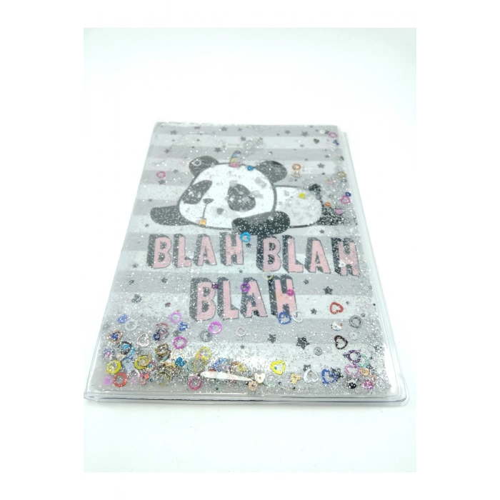 Hediyelik Defter A5 Boy Simli Ve Sulu Şeffaf Panda Temalı Defter Okula Başlangıç Hediyesi