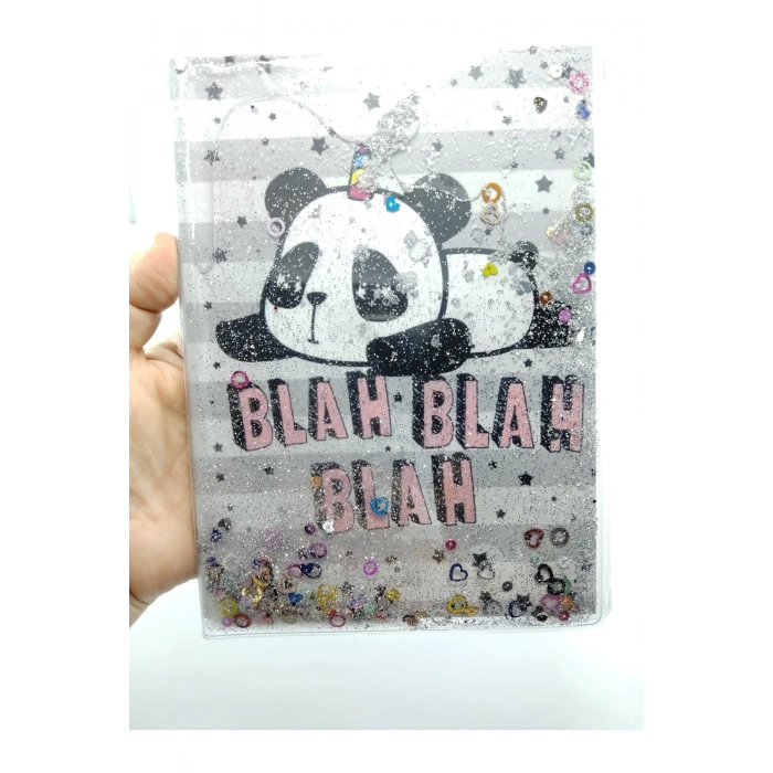 Hediyelik Defter A5 Boy Simli Ve Sulu Şeffaf Panda Temalı Defter Okula Başlangıç Hediyesi
