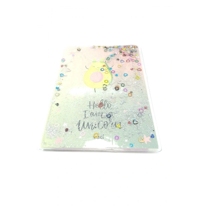 Hediyelik Defter A5 Boy Simli Ve Sulu Şeffaf Unicorn Temalı Defter Okula Başlangıç Hediyesi