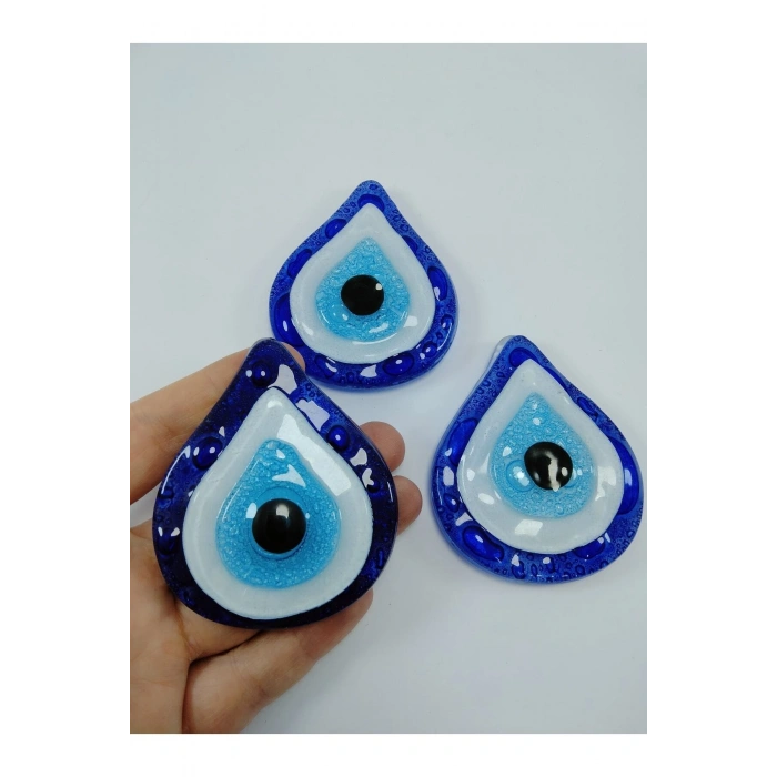 Cam Nazar Boncuklu Üçlü Magnet Seti El Yapımı Hediyelik Eşya 6x7 Cm