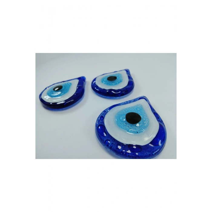 Cam Nazar Boncuklu Üçlü Magnet Seti El Yapımı Hediyelik Eşya 6x7 Cm