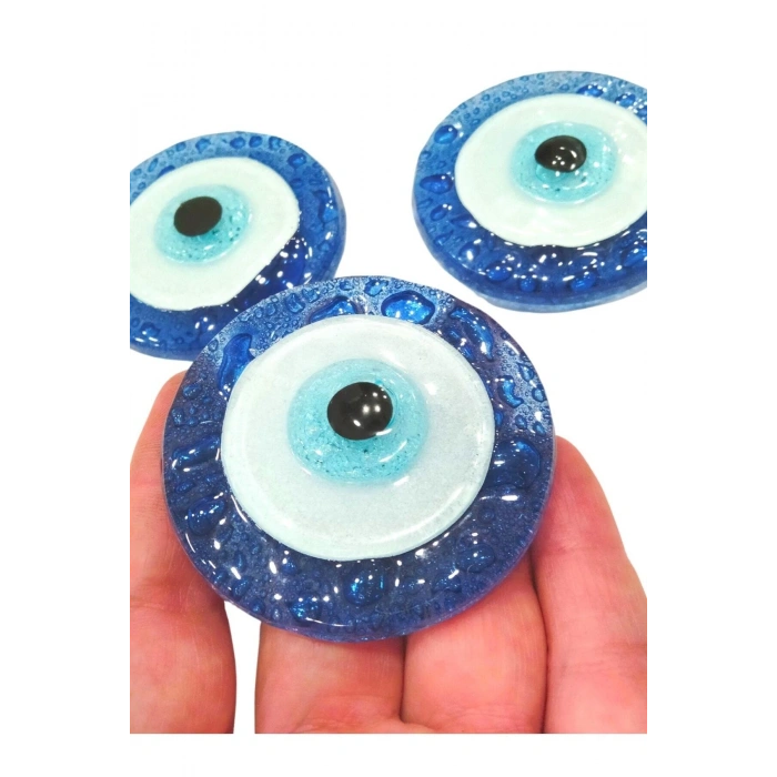 El Yapımı Cam Nazar Boncuklu Üçlü Magnet Seti 6x6 Cm