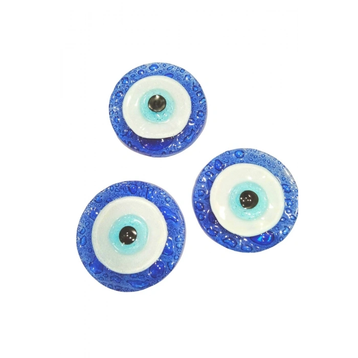 El Yapımı Cam Nazar Boncuklu Üçlü Magnet Seti 6x6 Cm