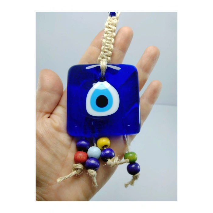 Kare Nazar Boncuğu 6*6 Cm Makrome Duvar Dekoru