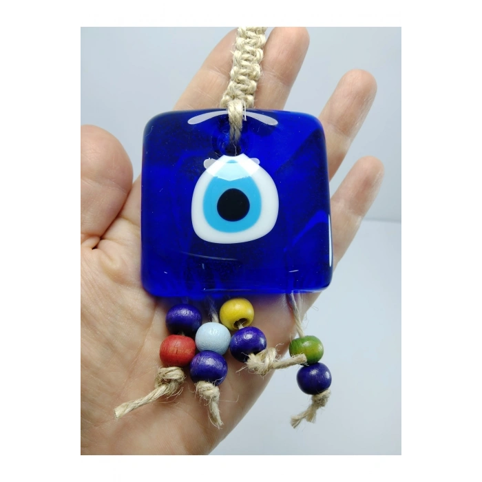 Kare Nazar Boncuğu 6*6 Cm Makrome Duvar Dekoru