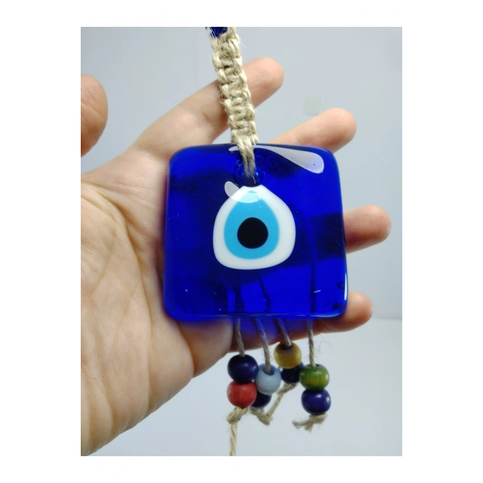 Kare Nazar Boncuğu 6*6 Cm Makrome Duvar Dekoru