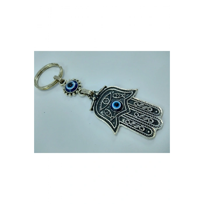 Nazar Boncuğu Anahtarlık Metal Fatıma/hamse Eli Hediyelik Aksesuar