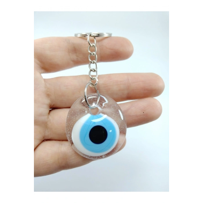 Saydam Nazar Boncuğu Araba Dikiz Ayna Süsü + Anahtarlık Ikili Set El Yapımı Cam Hediyelik Eşya Seti