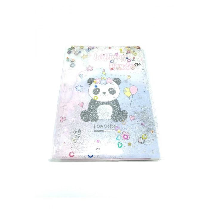 Hediyelik Defter A5 Boy Simli Ve Sulu Şeffaf Panda Temalı Defter Okula Başlangıç Hediyesi