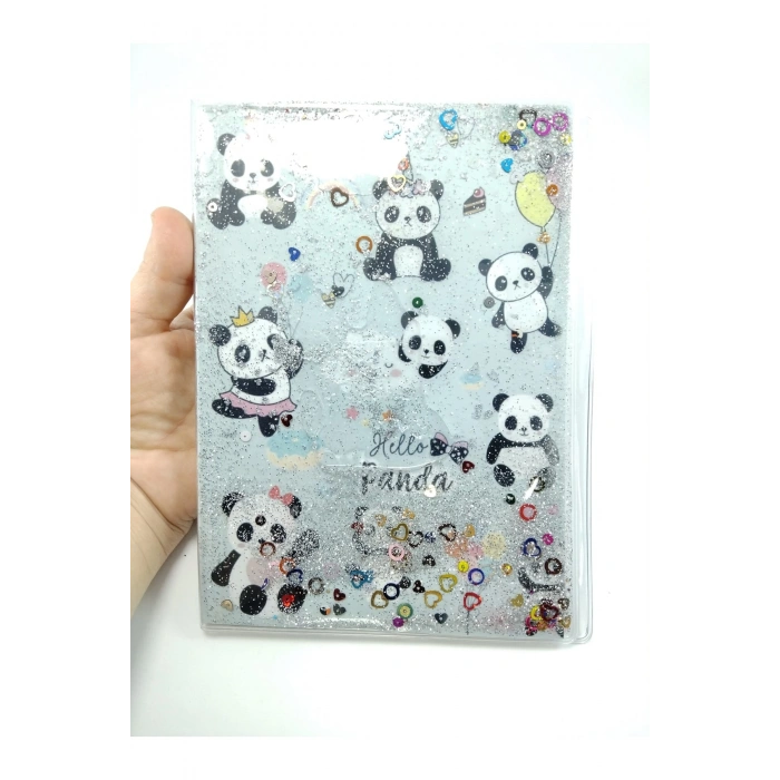 Hediyelik Defter A5 Boy Simli Ve Sulu Şeffaf Panda Temalı Defter Okula Başlangıç Hediyesi