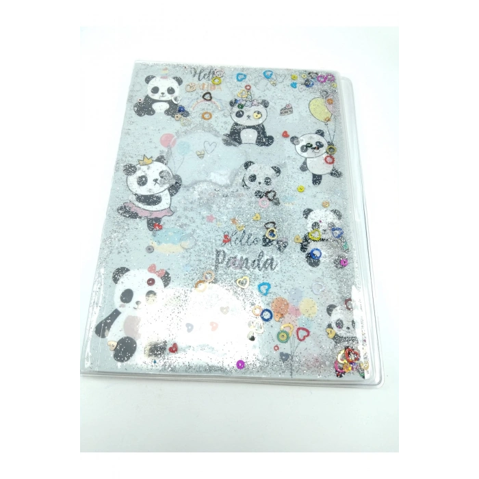Hediyelik Defter A5 Boy Simli Ve Sulu Şeffaf Panda Temalı Defter Okula Başlangıç Hediyesi