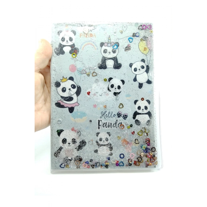 Hediyelik Defter A5 Boy Simli Ve Sulu Şeffaf Panda Temalı Defter Okula Başlangıç Hediyesi