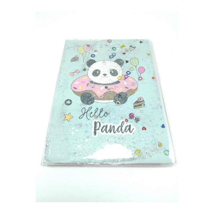 Hediyelik Defter A5 Boy Simli Ve Sulu Şeffaf Hello Panda Temalı Defter Okula Başlangıç Hediyesi
