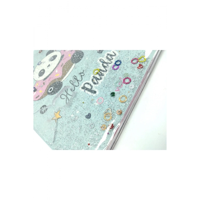 Hediyelik Defter A5 Boy Simli Ve Sulu Şeffaf Hello Panda Temalı Defter Okula Başlangıç Hediyesi