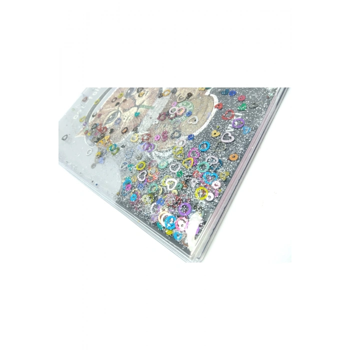 Hediyelik Defter A5 Boy Simli Ve Sulu Şeffaf Kedi Temalı Defter Okula Başlangıç Hediyesi