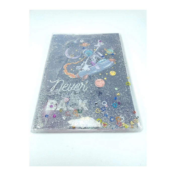 Hediyelik Defter A5 Boy Simli Ve Sulu Şeffaf Roket Temalı Defter Okula Başlangıç Hediyesi