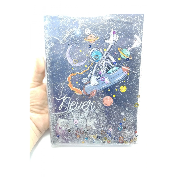 Hediyelik Defter A5 Boy Simli Ve Sulu Şeffaf Roket Temalı Defter Okula Başlangıç Hediyesi