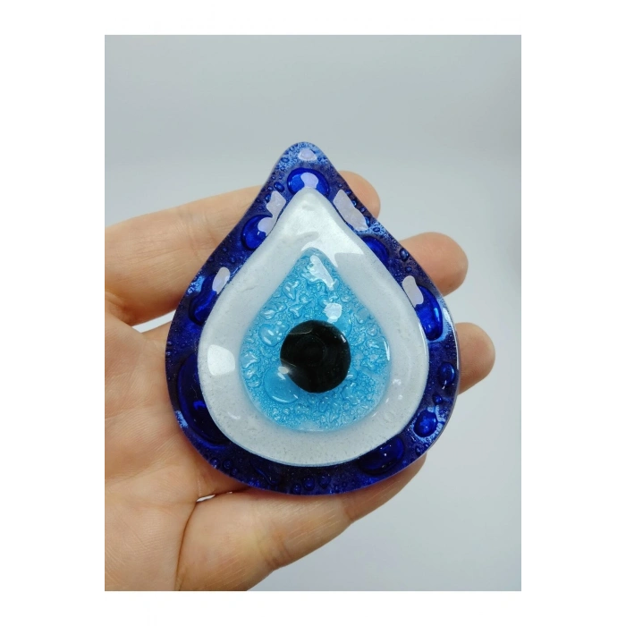 Cam Nazar Boncuklu Su Damlası Magnet El Yapımı Hediyelik Eşya 6x7 Cm