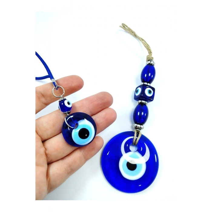 El Yapımı Nazar Boncuğu Duvar Dekoru +araba Dikiz Ayna Süsü Cam Dekoratif Hediyelik Set
