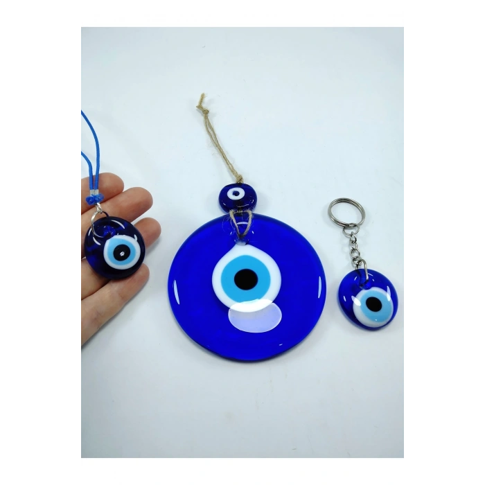 Nazar Boncuğu Duvar Dekoru 9 Cm Anahtarlık Araba Dikiz Ayna Süsü El Yapımı Dekoratif Hediyelik Set