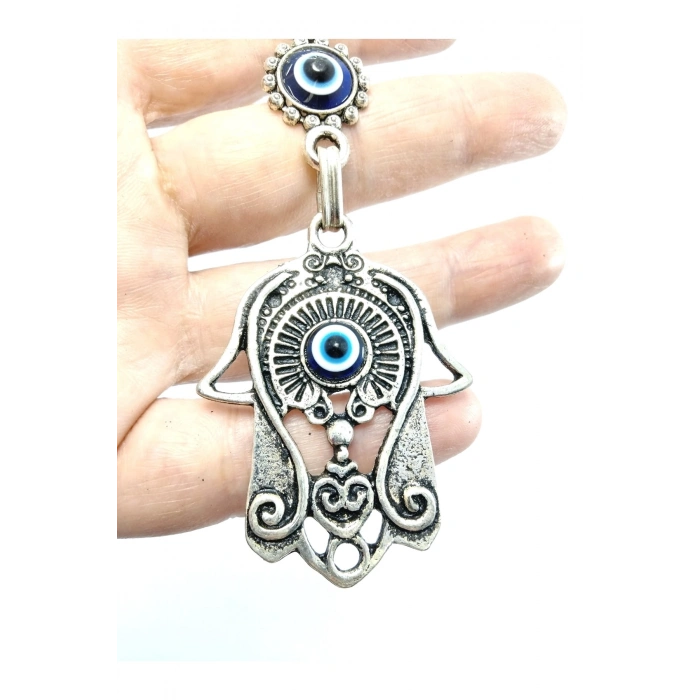 Hamse /fatıma Eli Nazar Boncuğu Metal Anahtarlık / Araba Dikiz Ayna Süsü Hediyelik Aksesuar