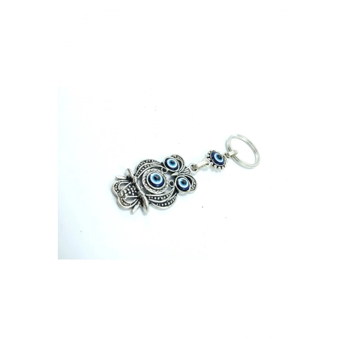 Nazar Boncuğu Baykuş Metal Anahtarlık/dikiz Ayna Süsü Hediyelik Eşya