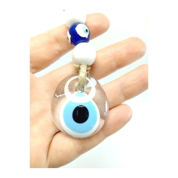 Saydam Nazar Boncuğu Duvar Dekoru/araba Dikiz Ayna Süsü El Yapımı Cam Hediyelik Eşya