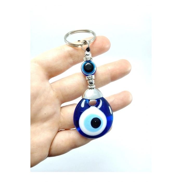 Nazar Boncuğu Anahtarlık/araba Dikiz Ayna Süsü El Yapımı Cam Hediyelik Eşya