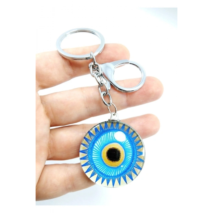 Nazar Boncuğu Çift Taraflı Anahtarlık / Araba Dikiz Ayna Süsü Hediyelik Aksesuar