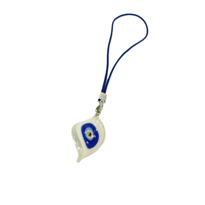 Beyaz Murano Nazar Boncuğu Araba Dikiz Ayna Süsü El Yapımı Lüks Cam Hediyelik Aksesuar