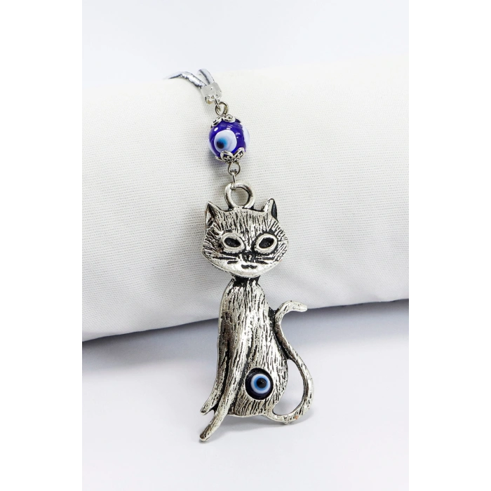 Nazar Boncuğu Metal Kedi Dikiz Ayna Süsü / Hediyelik Aksesuar
