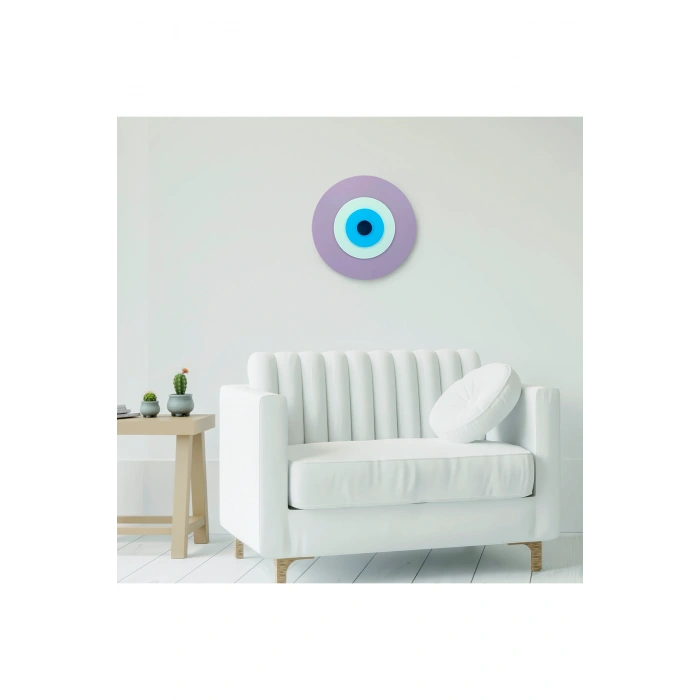 Minimalist Ametist Nazar Boncuğu El Yapımı Ahşap Büyük Nazarlık 25 Cm Hediyelik Eşya