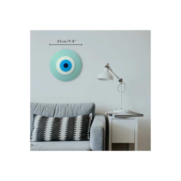 Minimalist Küf Yeşili Nazar Boncuğu El Yapımı Ahşap Büyük Nazarlık 25 Cm Hediyelik Eşya