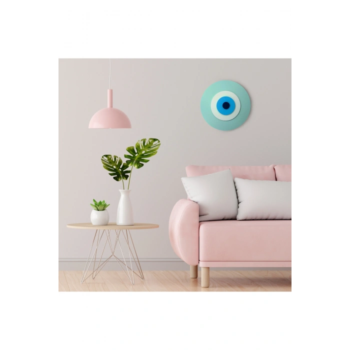 Minimalist Küf Yeşili Nazar Boncuğu El Yapımı Ahşap Büyük Nazarlık 25 Cm Hediyelik Eşya
