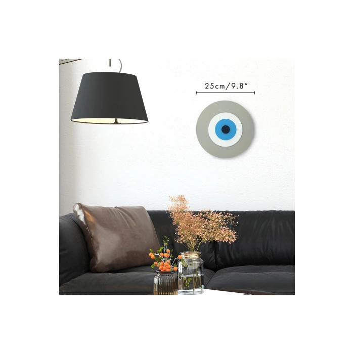 Minimalist Kanvas Nazar Boncuğu El Yapımı Ahşap Büyük Nazarlık 25 Cm Hediyelik Eşya