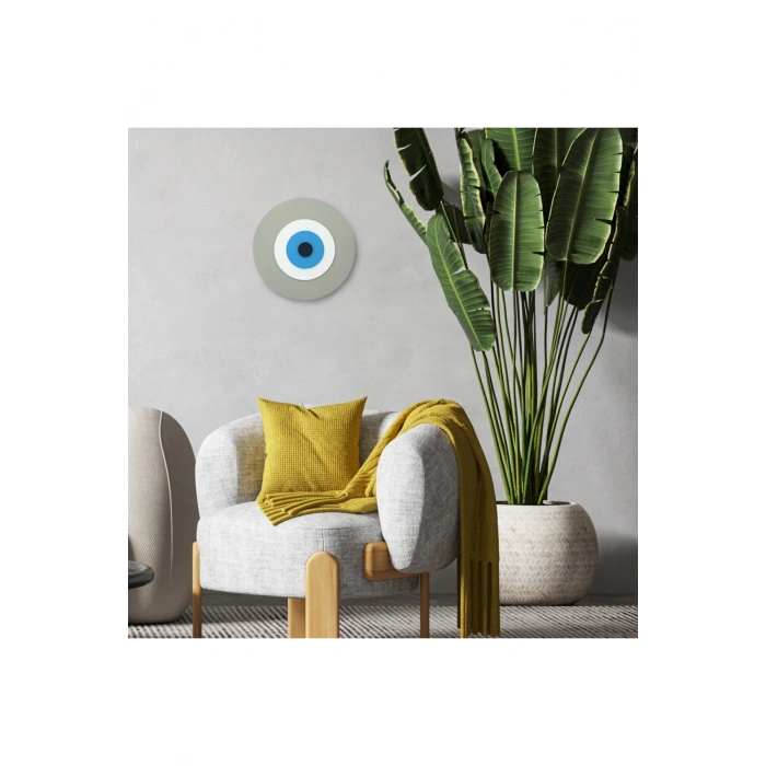 Minimalist Kanvas Nazar Boncuğu El Yapımı Ahşap Büyük Nazarlık 25 Cm Hediyelik Eşya