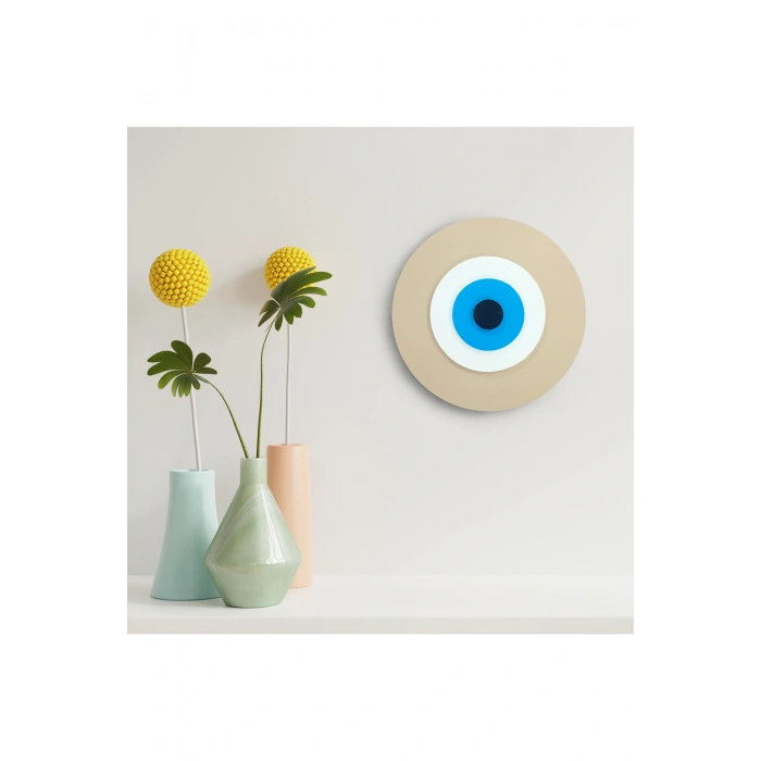 Minimalist Somon Nazar Boncuğu El Yapımı Ahşap Büyük Nazarlık 20 Cm Hediyelik Eşya