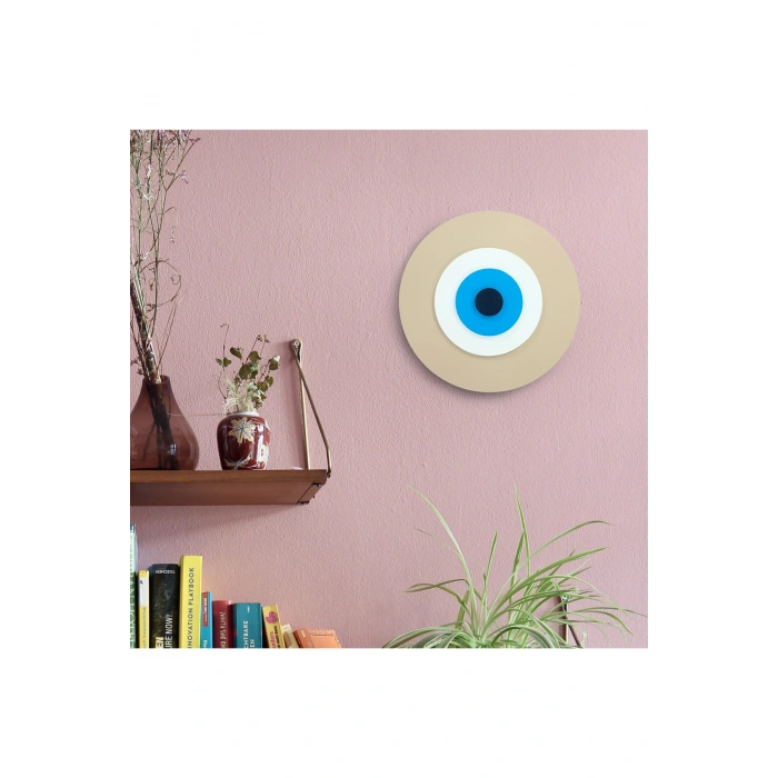 Minimalist Somon Nazar Boncuğu El Yapımı Ahşap Büyük Nazarlık 20 Cm Hediyelik Eşya