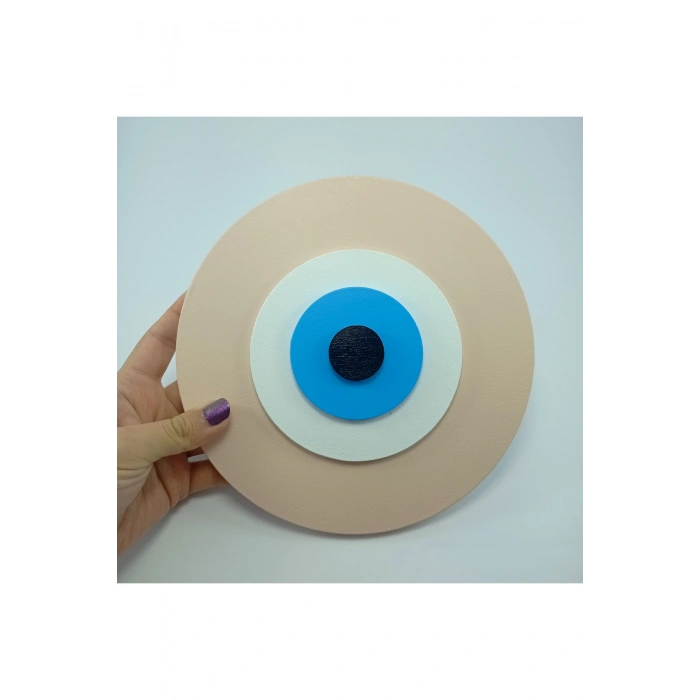 Minimalist Somon Nazar Boncuğu El Yapımı Ahşap Büyük Nazarlık 20 Cm Hediyelik Eşya